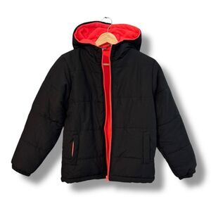 Operation Warm Girl's Black & Pink Hooded Quilted Puffer Jacket Size 14/16